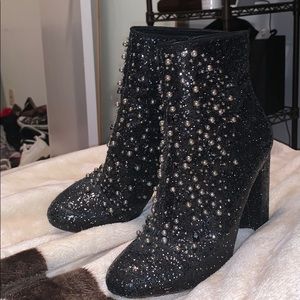 Black sparkle ankle boots